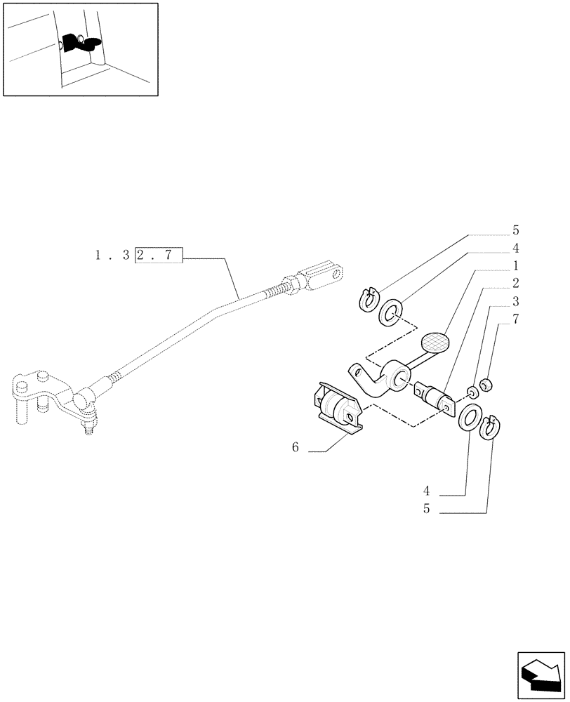 Схема запчастей Case IH JX1085C - (1.92.32) - DIFFERENTIAL LOCK CONTROL PEDAL (10) - OPERATORS PLATFORM/CAB