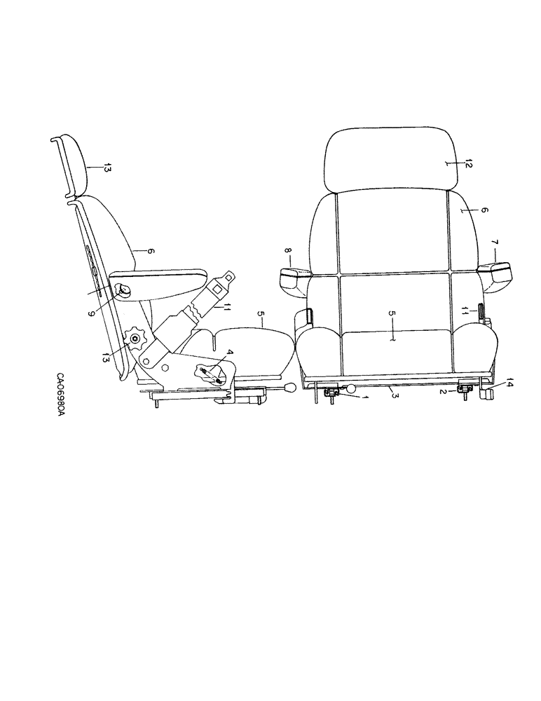 Схема запчастей Case IH 1486 - (13-08) - SUPERSTRUCTURE, SEAT, DELUXE HYDRAULIC, SEARS (05) - SUPERSTRUCTURE