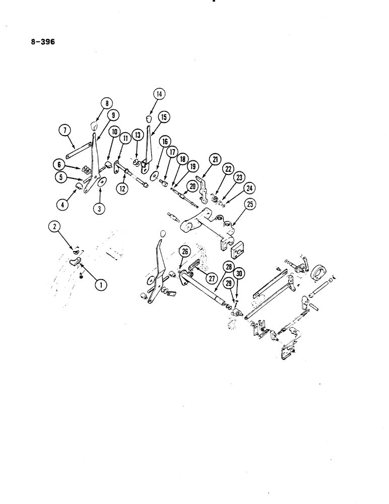 Схема запчастей Case IH 485 - (8-396) - DRAFT CONTROL LINKAGE (08) - HYDRAULICS