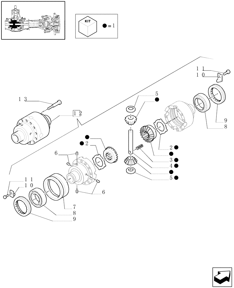 Схема запчастей Case IH JX1075N - (1.40.1/07) - 4WD FRONT AXLE - DIFFERENTIAL (04) - FRONT AXLE & STEERING