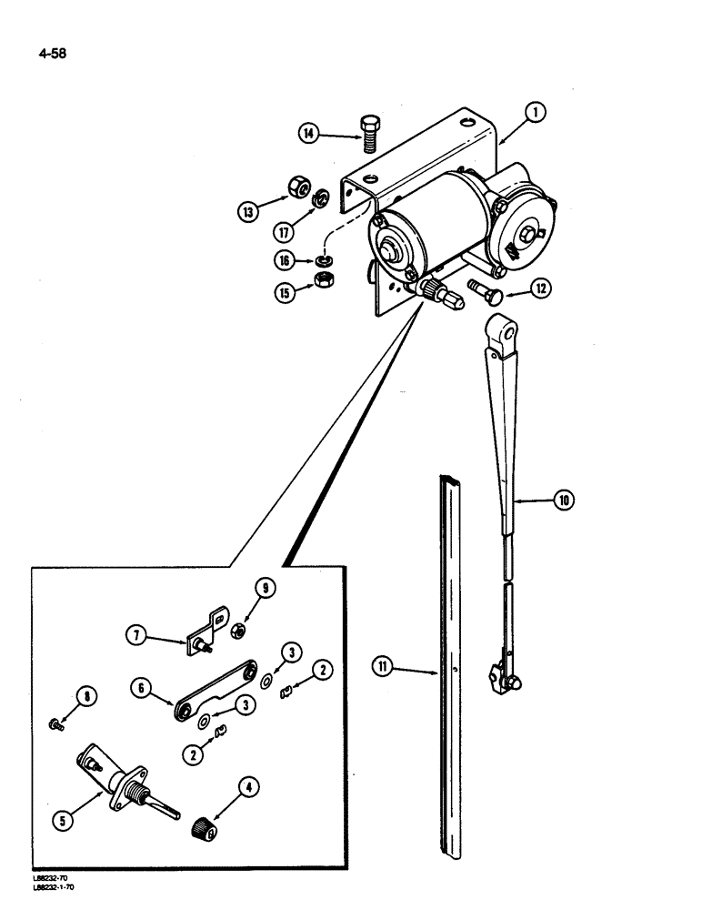 Схема запчастей Case IH 1844 - (4-58) - WINDSHIELD WIPER (06) - ELECTRICAL SYSTEMS