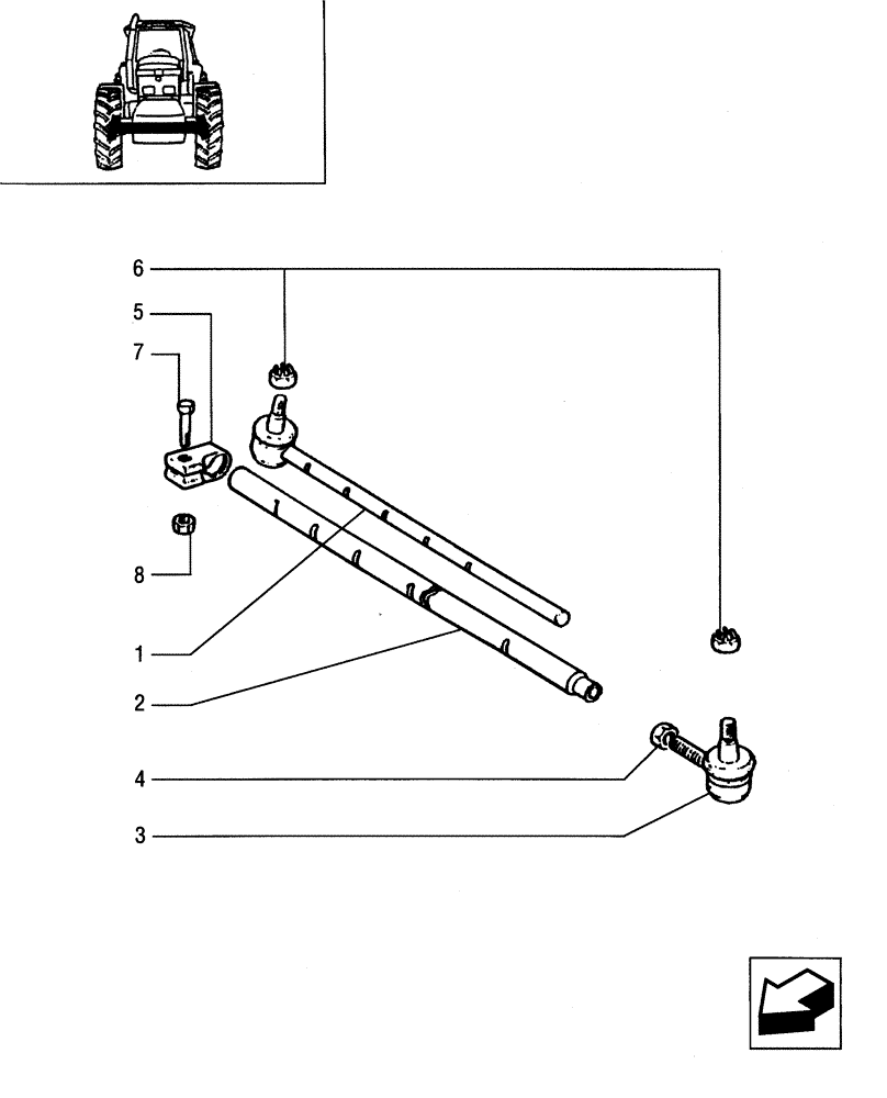 Схема запчастей Case IH JX90 - (1.63.4/ A) - STEERING TIE-ROD - TIE-ROD AND ARTICULATED HEAD (04) - FRONT AXLE & STEERING