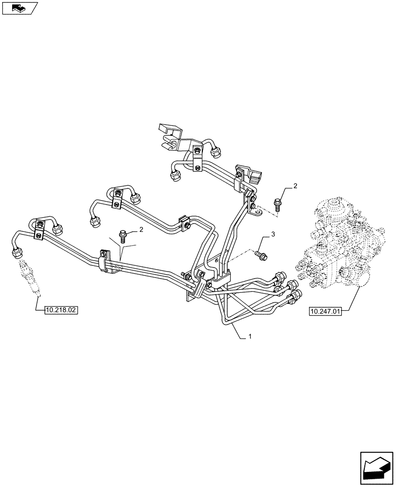 Схема запчастей Case IH F4GE9684B J605 - (10.218.03) - INJECTION EQUIPMENT - PIPING (504062761) (10) - ENGINE