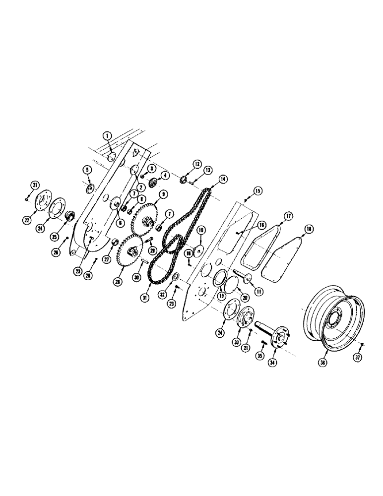 Схема запчастей Case IH 655 - (06) - DRIVE WHEELS AND CHAIN CASE 