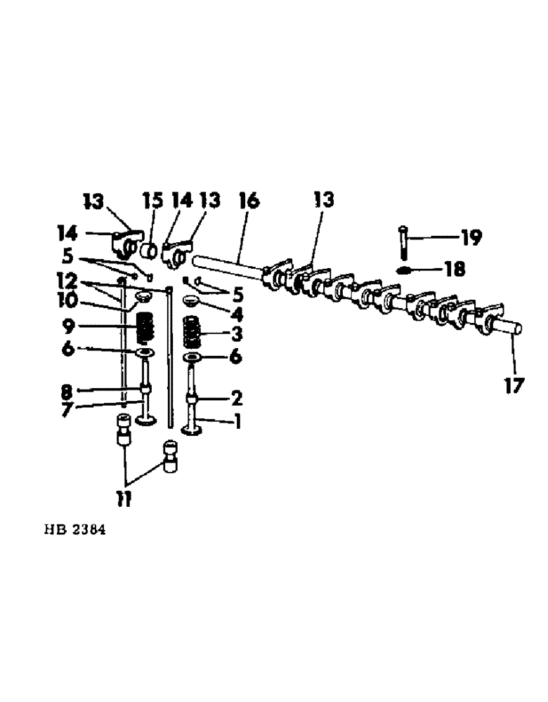 Схема запчастей Case IH 5000 - (12-18) - POWER, HB-225 GAS ENGINE ROCKER ARMS AND VALVES Power