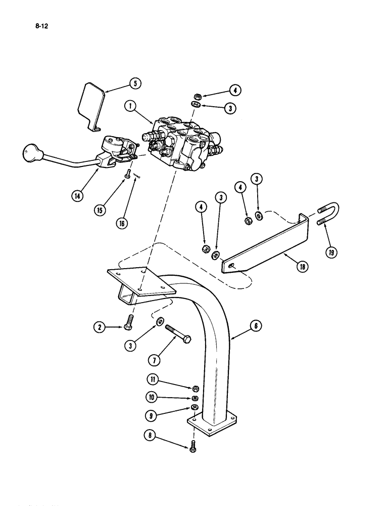 Схема запчастей Case IH 510 - (8-12) - HYDRAULIC VALVE MOUNTING, TRACTORS WITH ROPS EXTERNAL VALVE (08) - HYDRAULICS