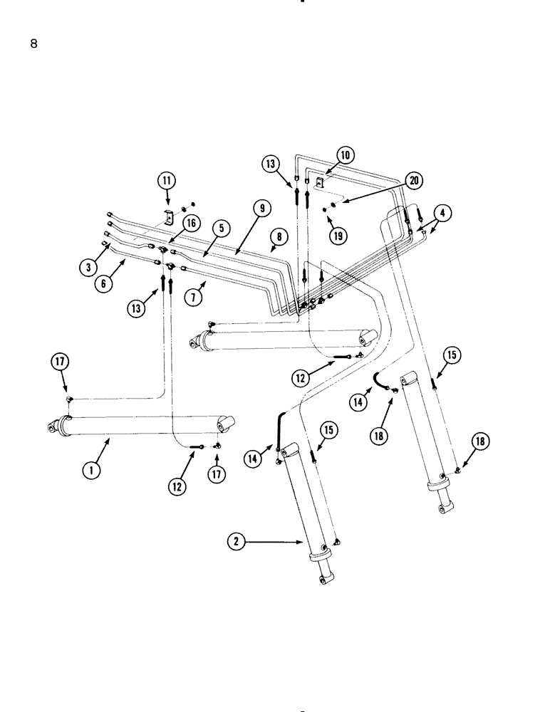 Схема запчастей Case IH 54L - (08) - HYDRAULIC TUBES AND HOSES (35) - HYDRAULIC SYSTEMS