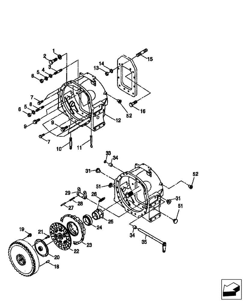 Схема запчастей Case IH DX55 - (03.02.01) - CLUTCH CASE - SSS (03) - TRANSMISSION