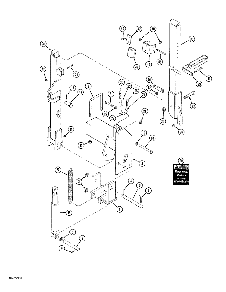 Схема запчастей Case IH 7100 - (9-114) - DISK MARKER ATTACHMENT, HYDRAULIC FOLDING, 1279633C1 (09) - CHASSIS/ATTACHMENTS