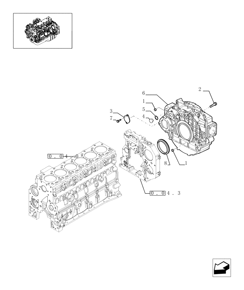 Схема запчастей Case IH F4HE9684J J102 - (0.04.3[03]) - CRANKCASE COVERS (504038705) 