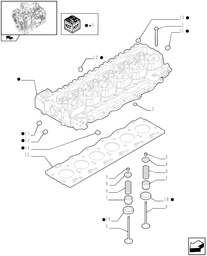 Схема запчастей Case IH MAXXUM 140 - (0.06.0/01) - CYLINDER HEAD & RELATED PARTS (STD + VAR.330003-332115) (01) - ENGINE