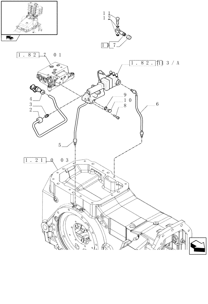 Схема запчастей Case IH MAXXUM 120 - (1.82.713) - UNIVERSAL TRAILER BRAKE VALVE - VALVE PIPES (VAR.330718) (07) - HYDRAULIC SYSTEM