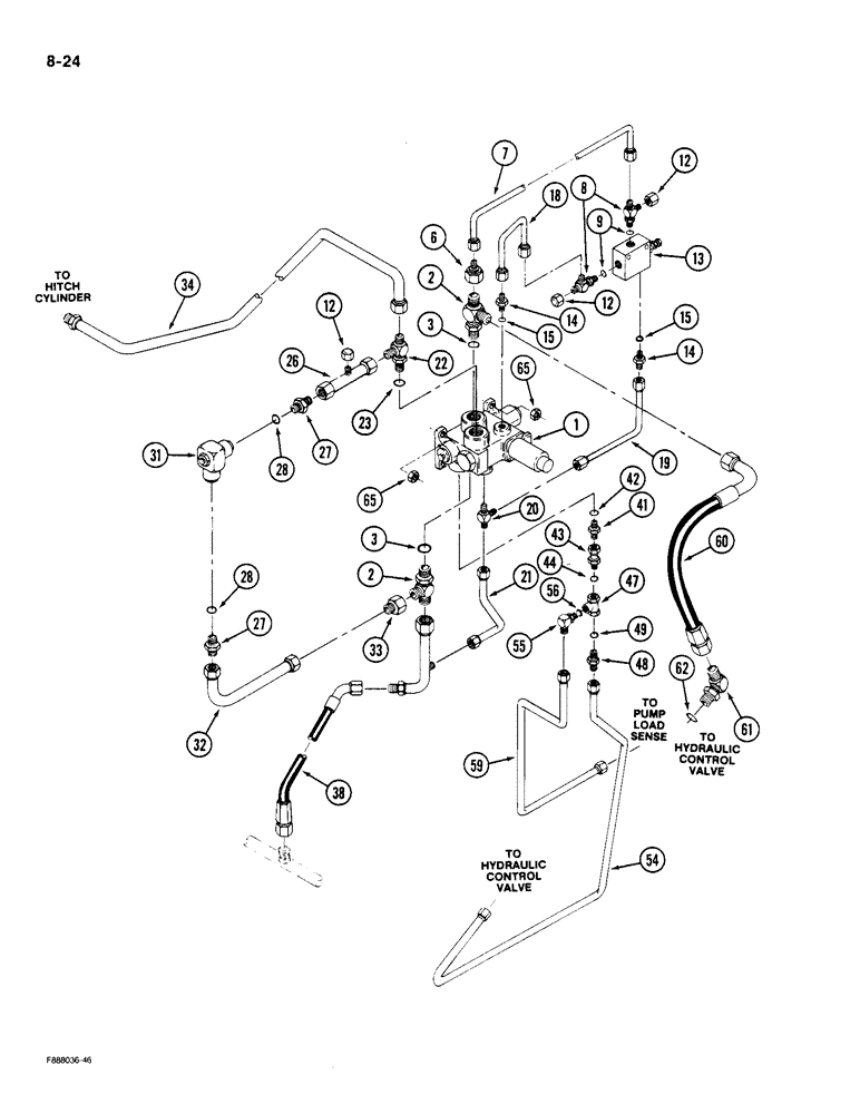 Схема запчастей Case IH 9180 - (8-24) - 3-POINT HITCH HYDRAULICS (08) - HYDRAULICS