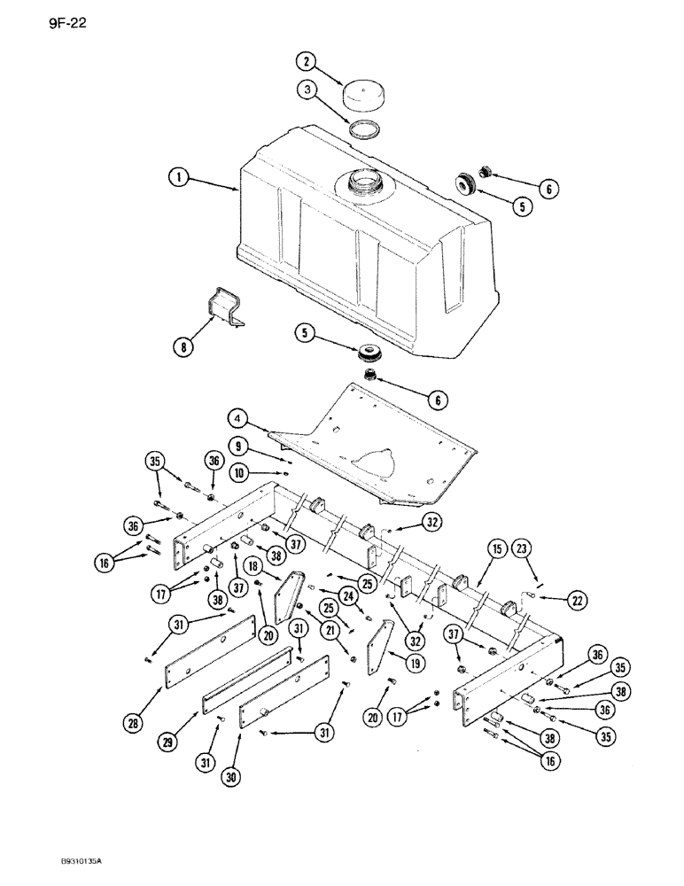 Схема запчастей Case IH 950 - (9F-22) - LIQUID FERTILIZER TANK AND MOUNTING, ALL RIGID PLANTERS (09) - CHASSIS/ATTACHMENTS