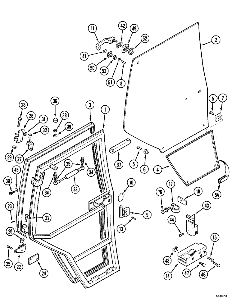 Схема запчастей Case IH 5150 - (9E-20) - CAB DOOR - LEFT, (JJF1020700 - ) (09) - CHASSIS/ATTACHMENTS