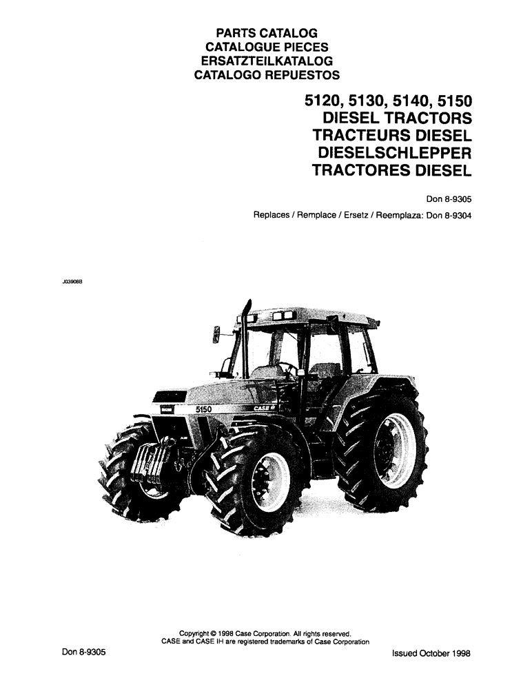 Схема запчастей Case IH 5150 - (01) - PARTS CATALOG (00) - PICTORIAL INDEX