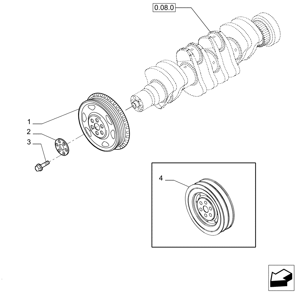 Схема запчастей Case IH P85 - (0.08.4[01]) - PULLEY - CRANKSHAFT (02) - ENGINE