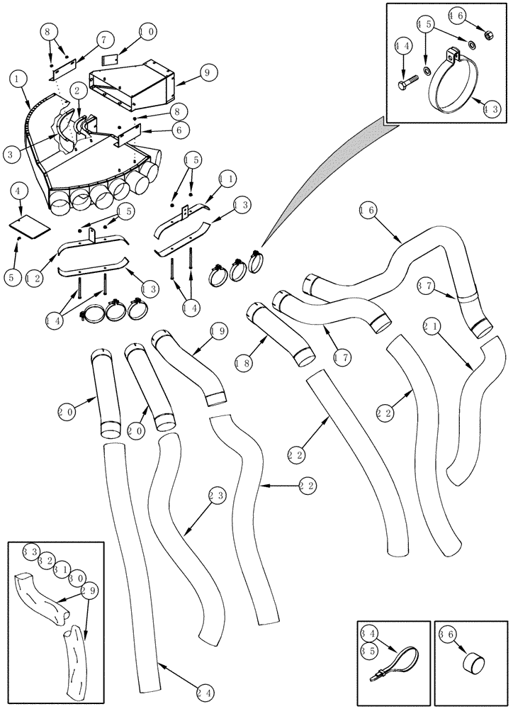 Схема запчастей Case IH 635 - (74.141.20) - AIR DUCTS AND HOSES, RIGHT SIDE (74) - CLEANING