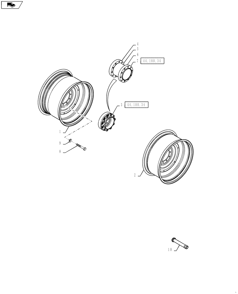 Схема запчастей Case IH STEIGER 550 - (44.511.03) - WHEELS AND SPACERS - 140MM AXLE, 18-BOLT HUB - 600 SERIES AXLE (44) - WHEELS