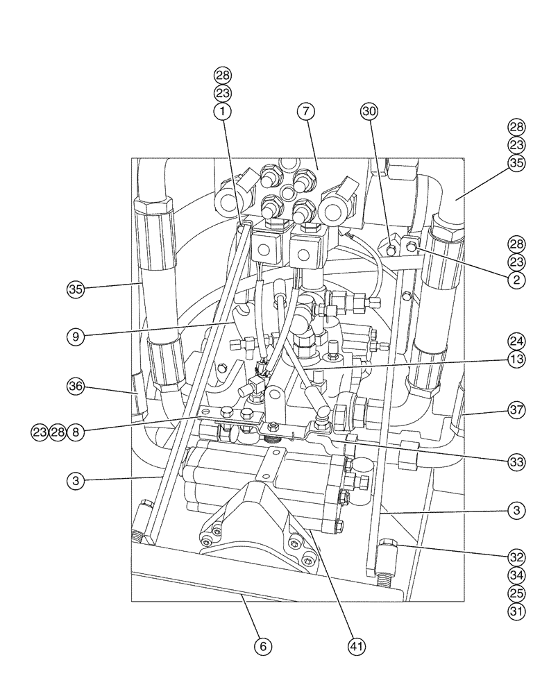 Схема запчастей Case IH SPX2130 - (03-001[02]) - ENGINE ASSEMBLY W/RADIATOR & HYDROSTATIC PUMP (01) - ENGINE