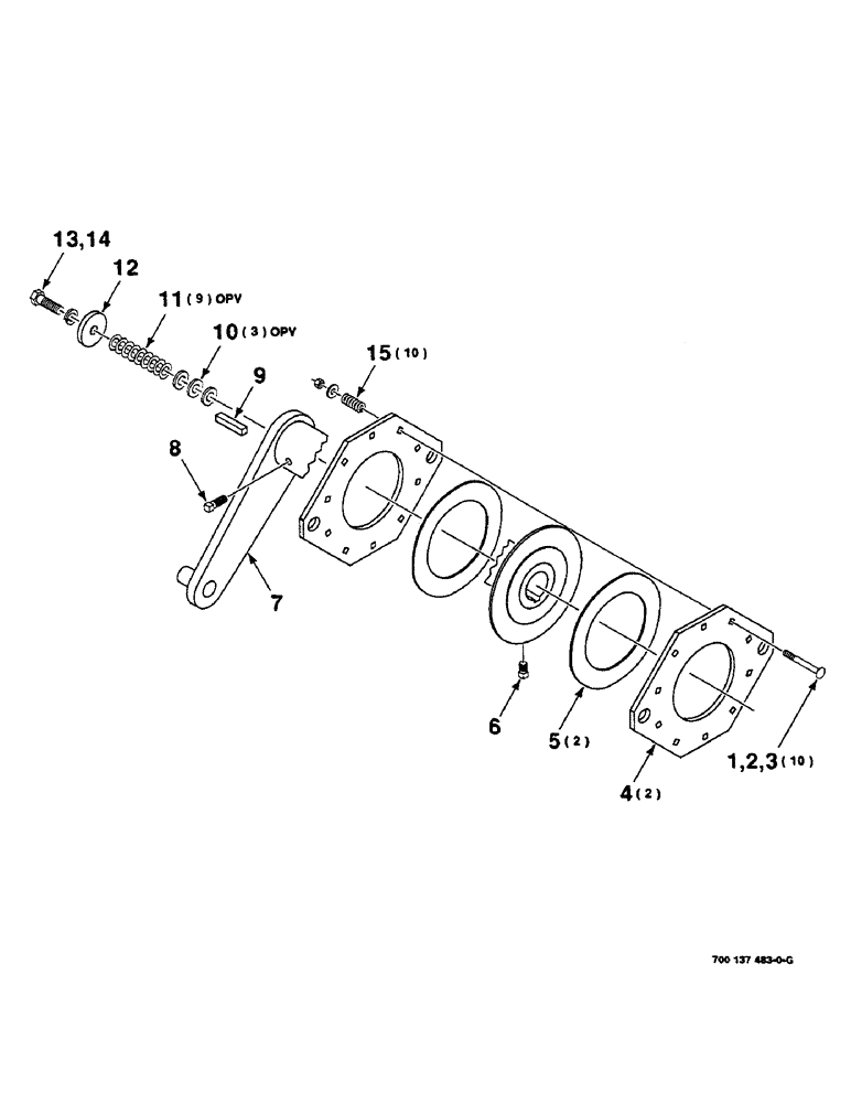 Схема запчастей Case IH 8585 - (6-22) - KNOTTER BRAKE ASSEMBLY (14) - BALE CHAMBER