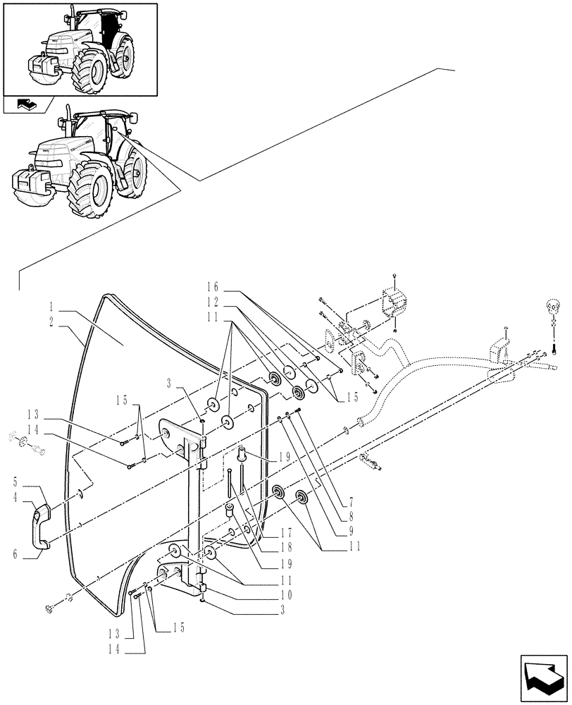 Схема запчастей Case IH PUMA 155 - (1.92.2[02]) - LH DOOR (10) - OPERATORS PLATFORM/CAB