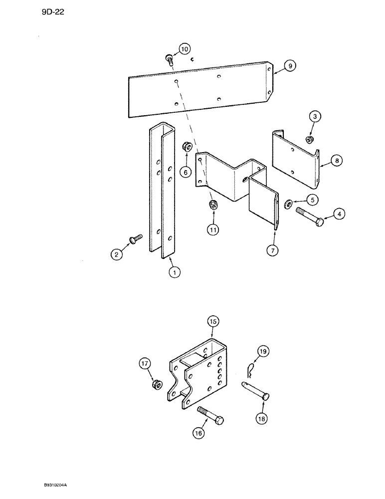 Схема запчастей Case IH 950 - (9D-22) - WING FURROWING ATTACHMENT (09) - CHASSIS/ATTACHMENTS