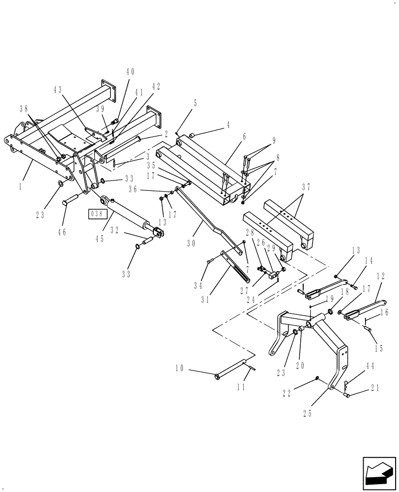 Схема запчастей Case IH 717675016 - (015) - FRAME - ARM L.H. 