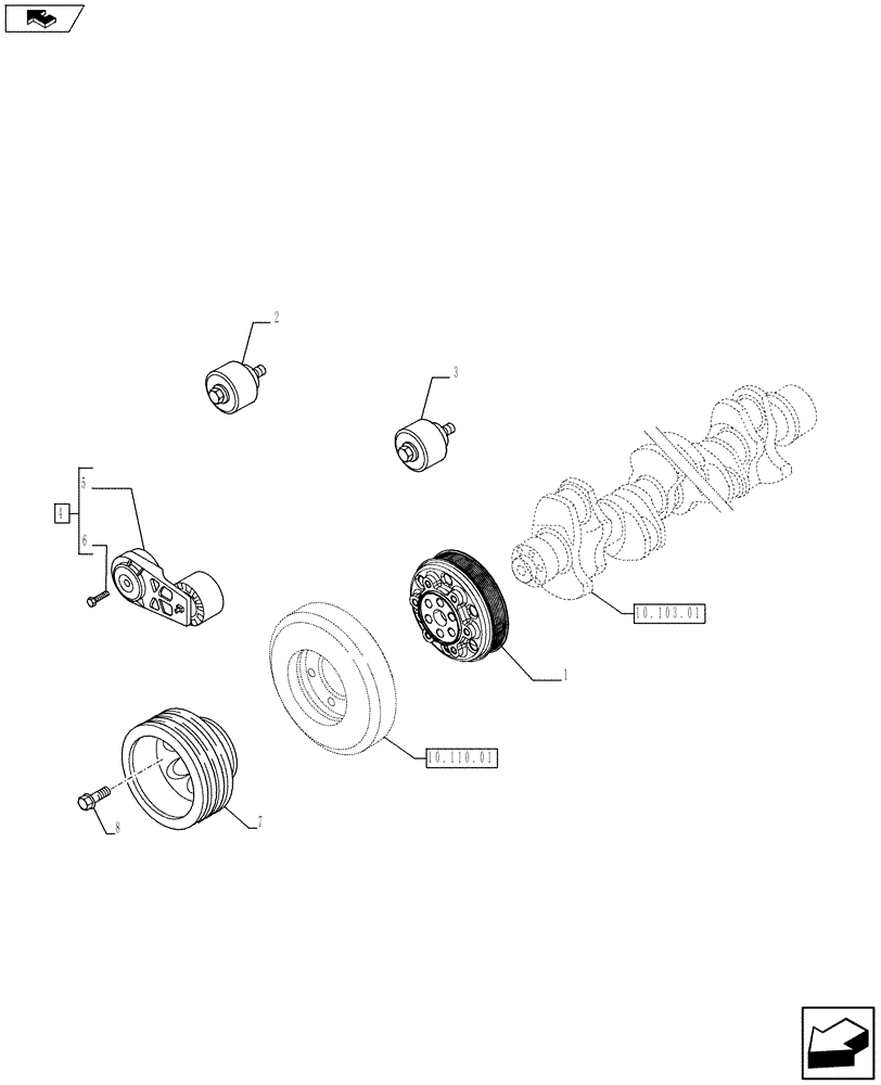 Схема запчастей Case IH F2CFE613R A021 - (10.114.01) - POWER TAKE OFF (504421430 - 504387184) (10) - ENGINE