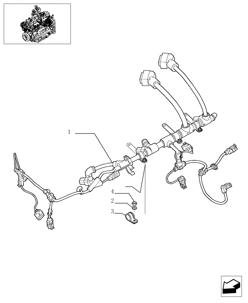 Схема запчастей Case IH MXU125 - (0.42.0/01) - CONNECTIONS CABLE FOR ENGINE INJECTION (01) - ENGINE