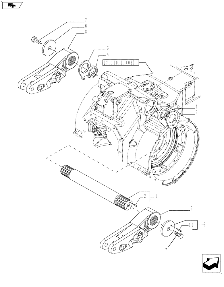 Схема запчастей Case IH MAGNUM 180 - (39.110.01) - LIFTER, ROCK SHAFT & ASSOCIATES, WITH POWERSHIFT TRANSMISSION (39) - FRAMES AND BALLASTING