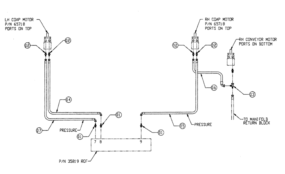 Схема запчастей Case IH FLEX-AIR - (06-003) - DOUBLE BIN FITTING GROUP Hydraulic Plumbing