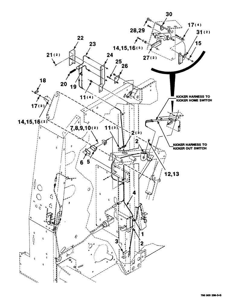 Схема запчастей Case IH RS451 - (9-30) - BALE KICKER KIT, ELECTRICAL ASSEMBLY Decals & Attachments