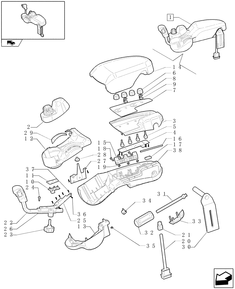 Схема запчастей Case IH PUMA 140 - (1.97.0/ E) - ARMREST (VAR.330023) (10) - OPERATORS PLATFORM/CAB