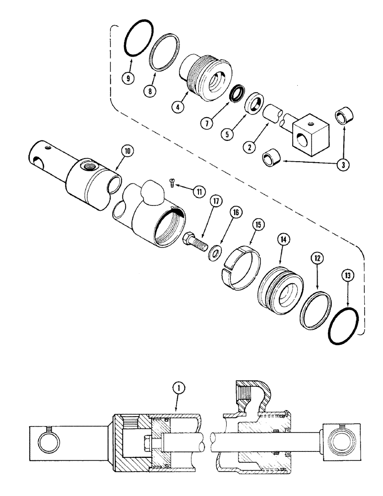 Схема запчастей Case IH 4690 - (5-144) - REAR STEERING CYLINDER, 3" (76.2 MM) DIAMETER X 8" (203.2 MM) STROKE (05) - STEERING