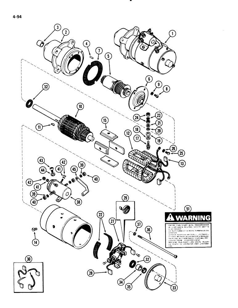 Схема запчастей Case IH 1835B - (4-094) - A51910 STARTER, 148B SPARK IGNITION ENGINE (04) - ELECTRICAL SYSTEMS