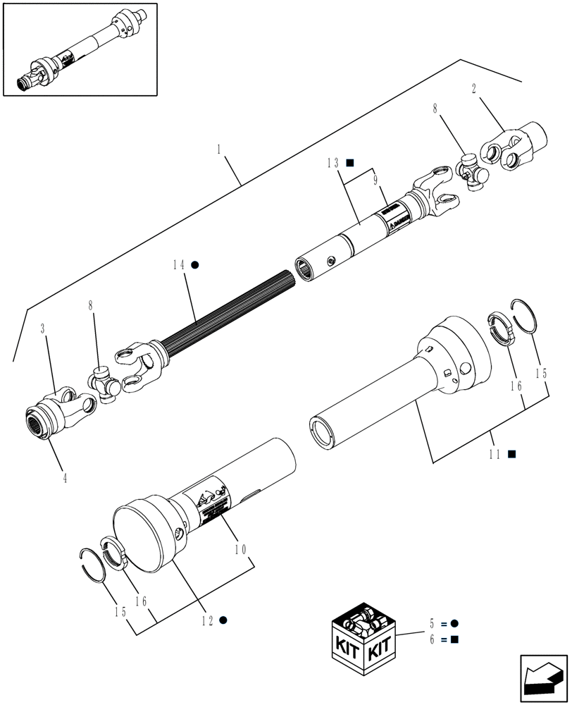 Схема запчастей Case IH SCX100 - (01.04) - POWER TAKE OFF (01) - PTO DRIVE SHAFT