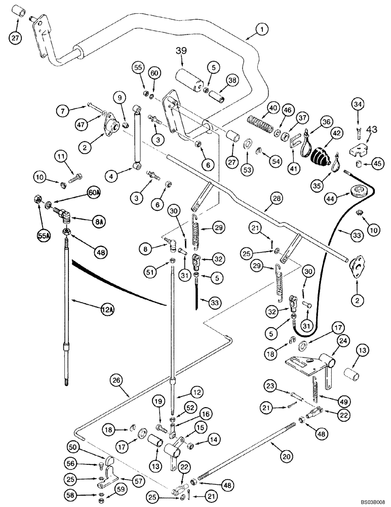 Схема запчастей Case IH 1840 - (07-03) - PARKING LATCH - SEAT BAR, SINGLE (07) - BRAKES