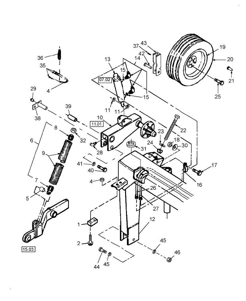 Схема запчастей Case IH DC102F - (12.07) - TRAILFRAME, RH (12) - MAIN FRAME