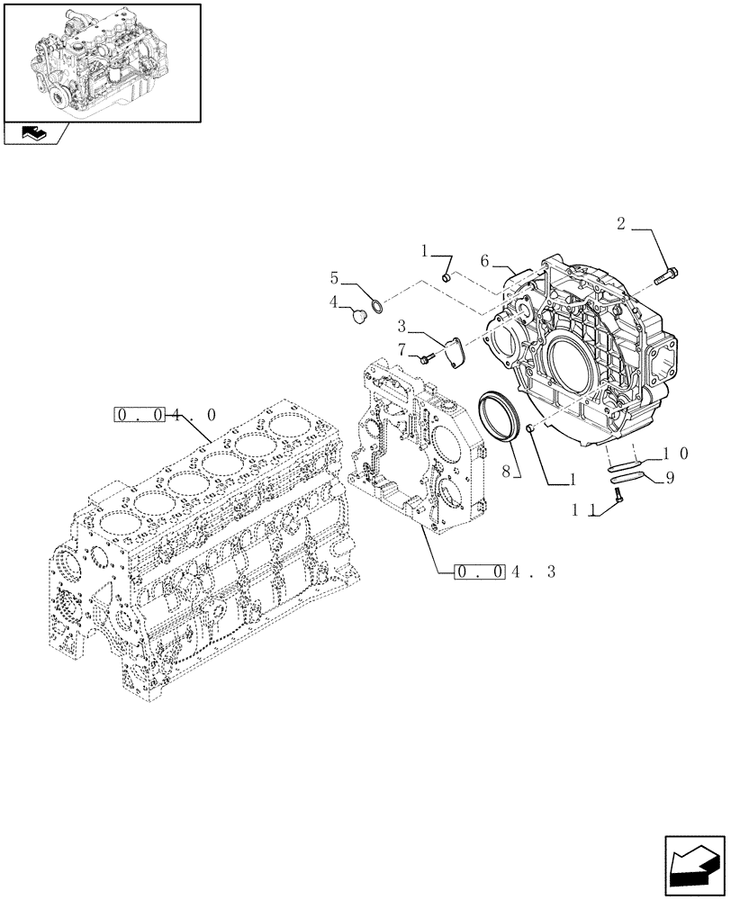 Схема запчастей Case IH F4HE9687G J101 - (0.04.3[03]) - CRANKCASE COVERS (2855415) 