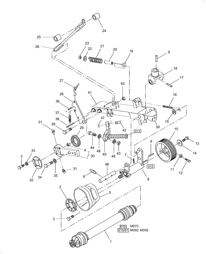 Схема запчастей Case IH MD82 - (010) - FRAME, LIFT ARM (58) - ATTACHMENTS/HEADERS