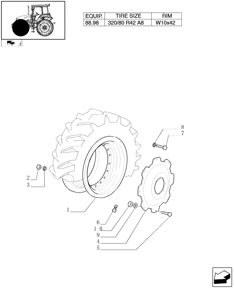 Схема запчастей Case IH FARMALL 95 - (82.00[05]) - 4WD DRIVING WHEELS - FOR HIGH CLEARANCE VERSION (11) - WHEELS/TRACKS