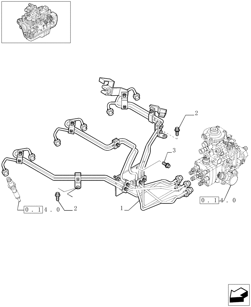 Схема запчастей Case IH F4GE9684C J600 - (0.14.9[01]) - INJECTION EQUIPMENT - PIPING (504062761) 