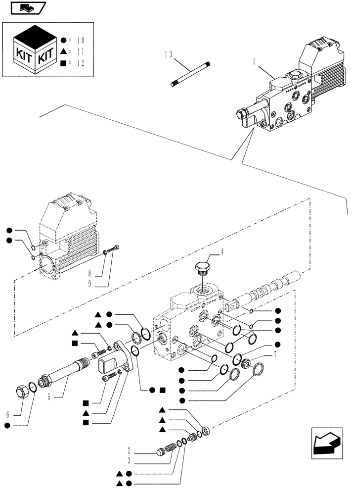 Схема запчастей Case IH MAGNUM 225 - (35.138.01[04]) - VALVE CONTROL, BREAK DOWN (35) - HYDRAULIC SYSTEMS