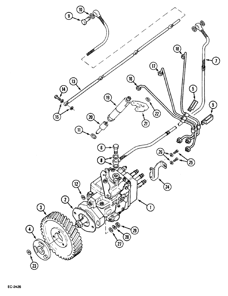 Схема запчастей Case IH 633 - (3-108) - INJECTION PUMP, INJECTION LINES, NOZZLE HOLDER (03) - FUEL SYSTEM