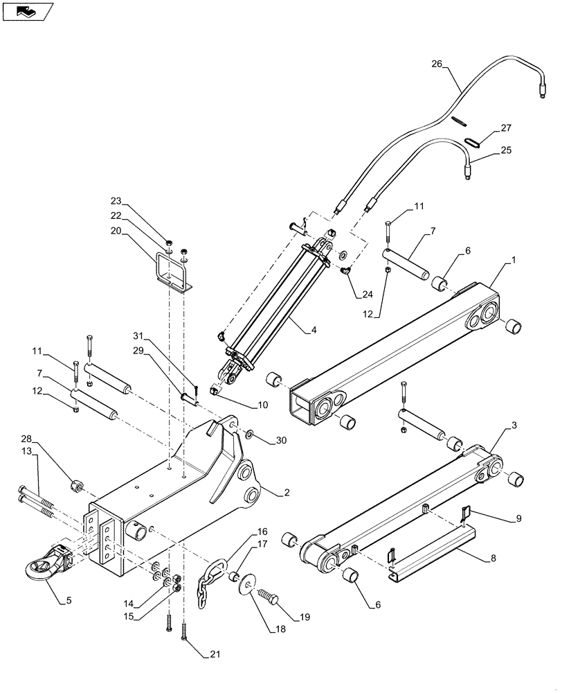 Схема запчастей Case IH 1260 - (39.100.01) - FRAME - PARALLEL HITCH (39) - FRAMES AND BALLASTING