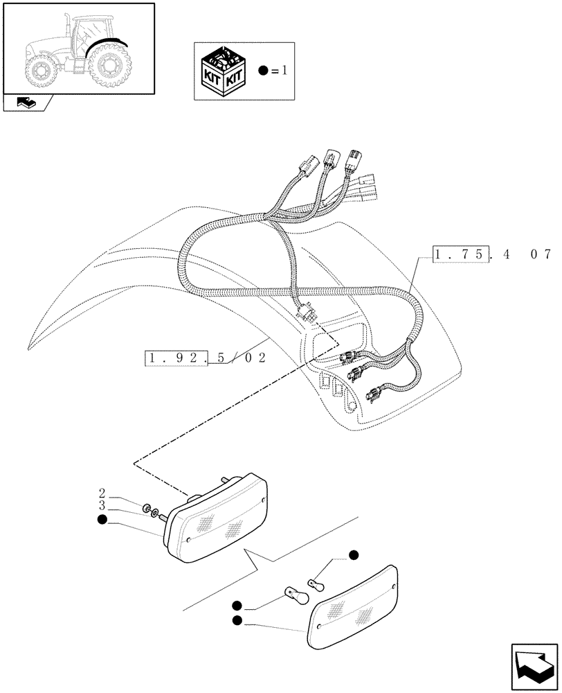 Схема запчастей Case IH PUMA 195 - (1.75.6/01) - (VAR.292) WIDE REAR FENDERS FOR GPL CAB - REAR LAMPS (06) - ELECTRICAL SYSTEMS