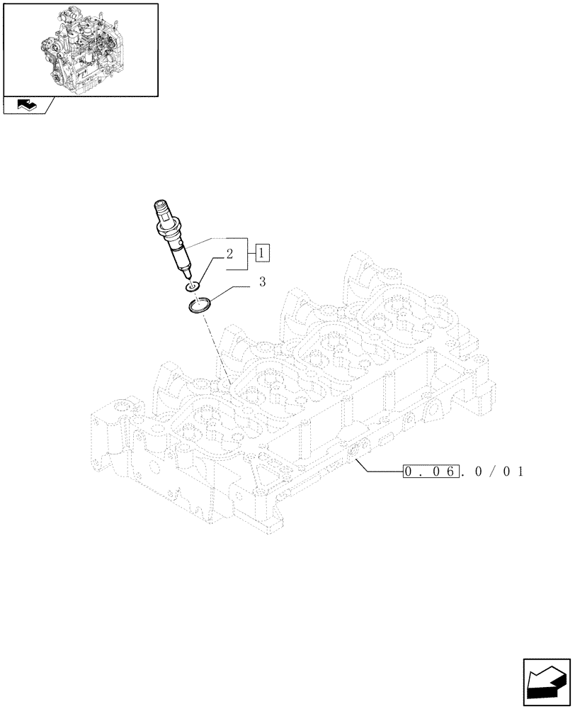 Схема запчастей Case IH FARMALL 95N - (0.14.0/03[02]) - INJECTION EQUIPMENT - INJECTOR (01) - ENGINE