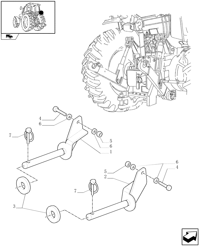 Схема запчастей Case IH PUMA 195 - (1.89.6/05) - (VAR.050) STORAGE AREA FOR LINKAGE BALLS (09) - IMPLEMENT LIFT