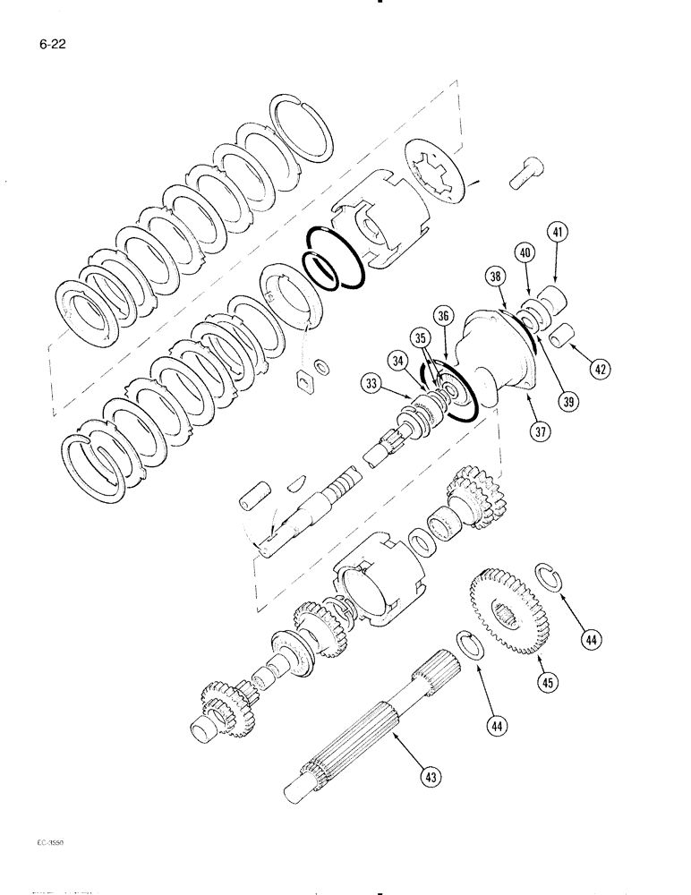 Схема запчастей Case IH 595 - (6-022) - SPEED TRANSMISSION, 2 SPEED POWER SHIFT ATTACHMENT (06) - POWER TRAIN